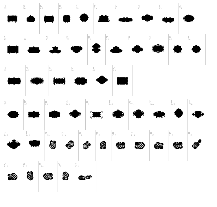 Cornucopia Caligrafica Two font map